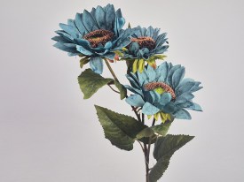 Vara 3 flores girasoles azules flores artificiales 